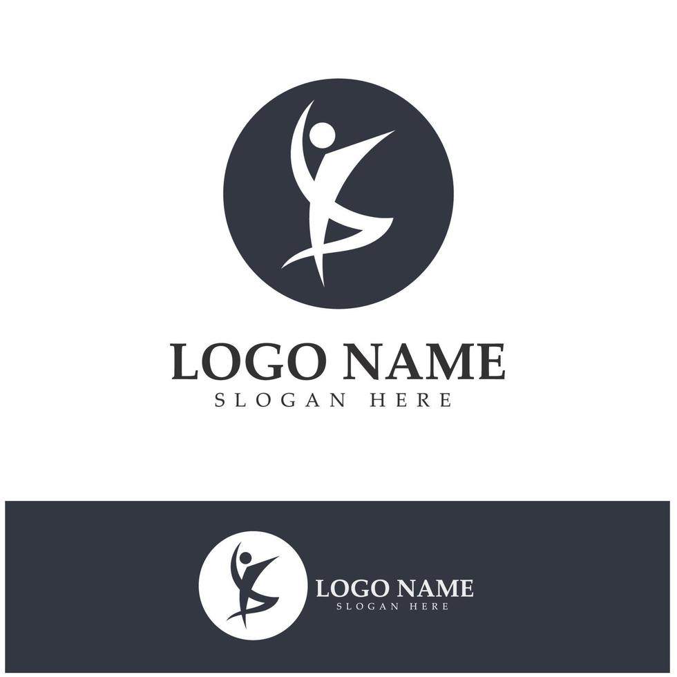 logo design of people doing yoga symbol icon illustration vector