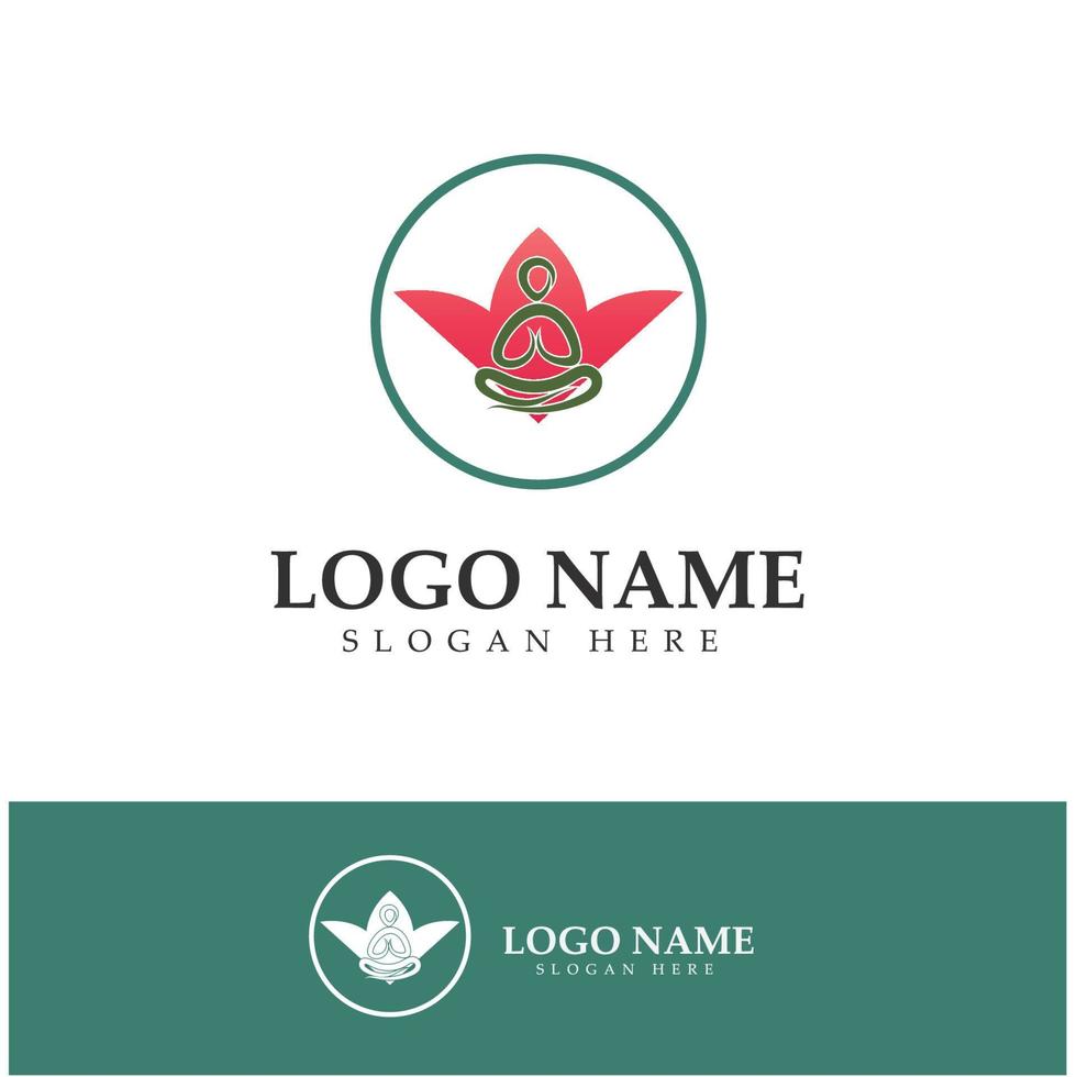 logo design of people doing yoga symbol icon illustration vector