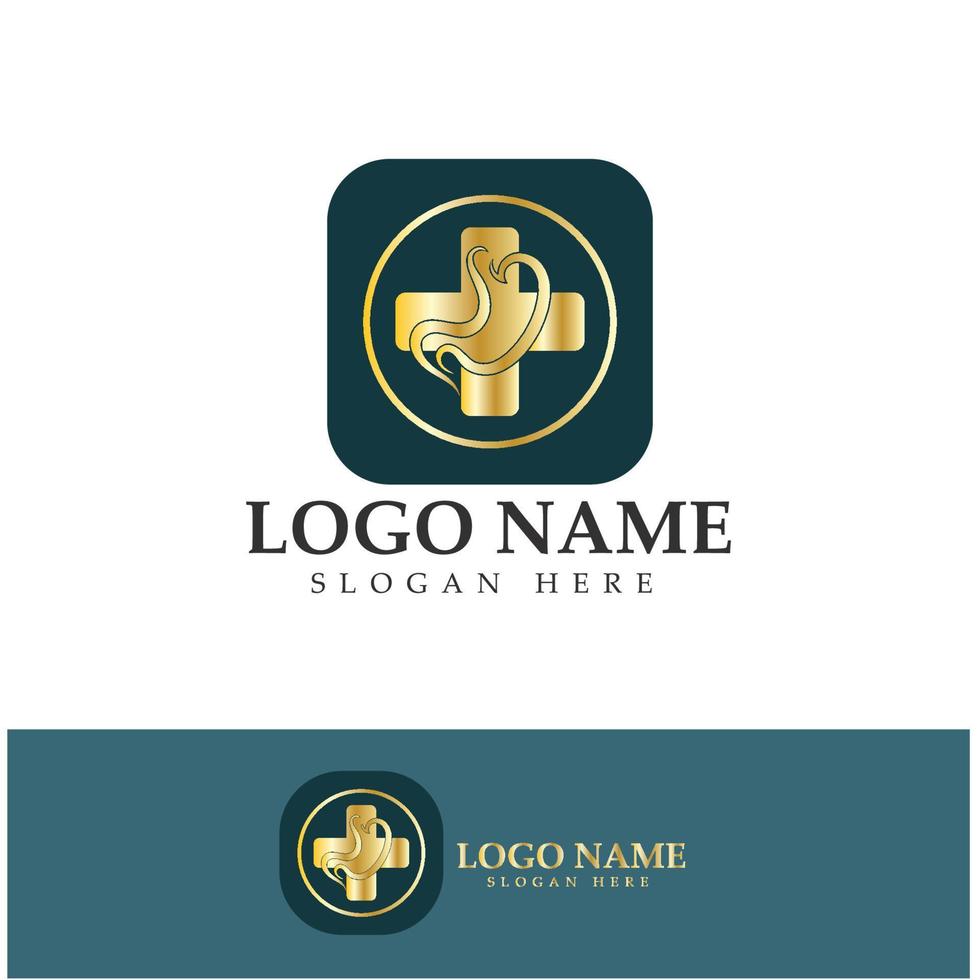 diseño de ilustración vectorial del logotipo de salud estomacal - icono de elemento de logotipo saludable de gastroenterología creativa, plantilla vectorial de icono de salud estomacal vector