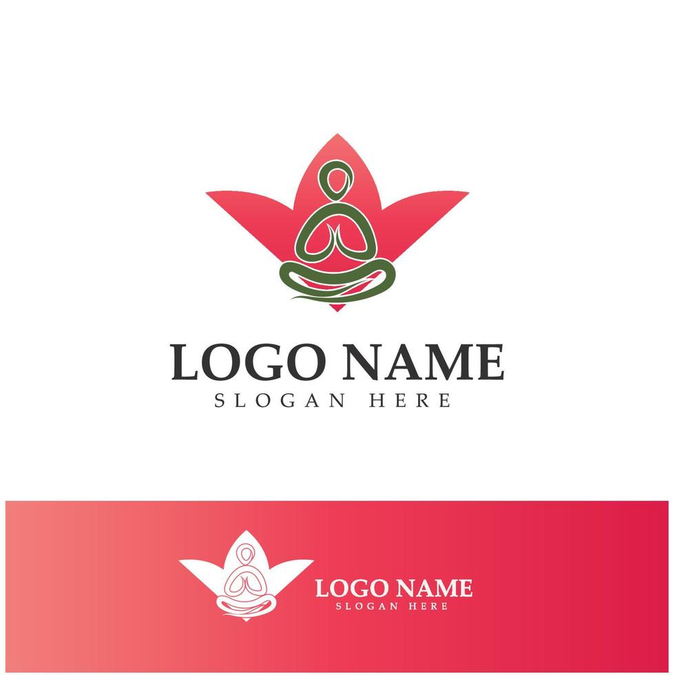 logo design of people doing yoga symbol icon illustration vector