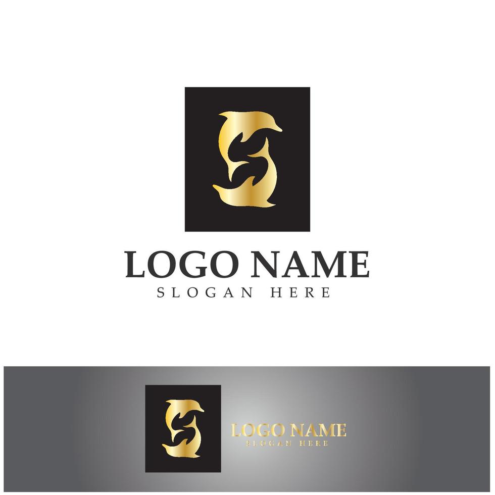 vector de diseño de logotipo de icono de delfín