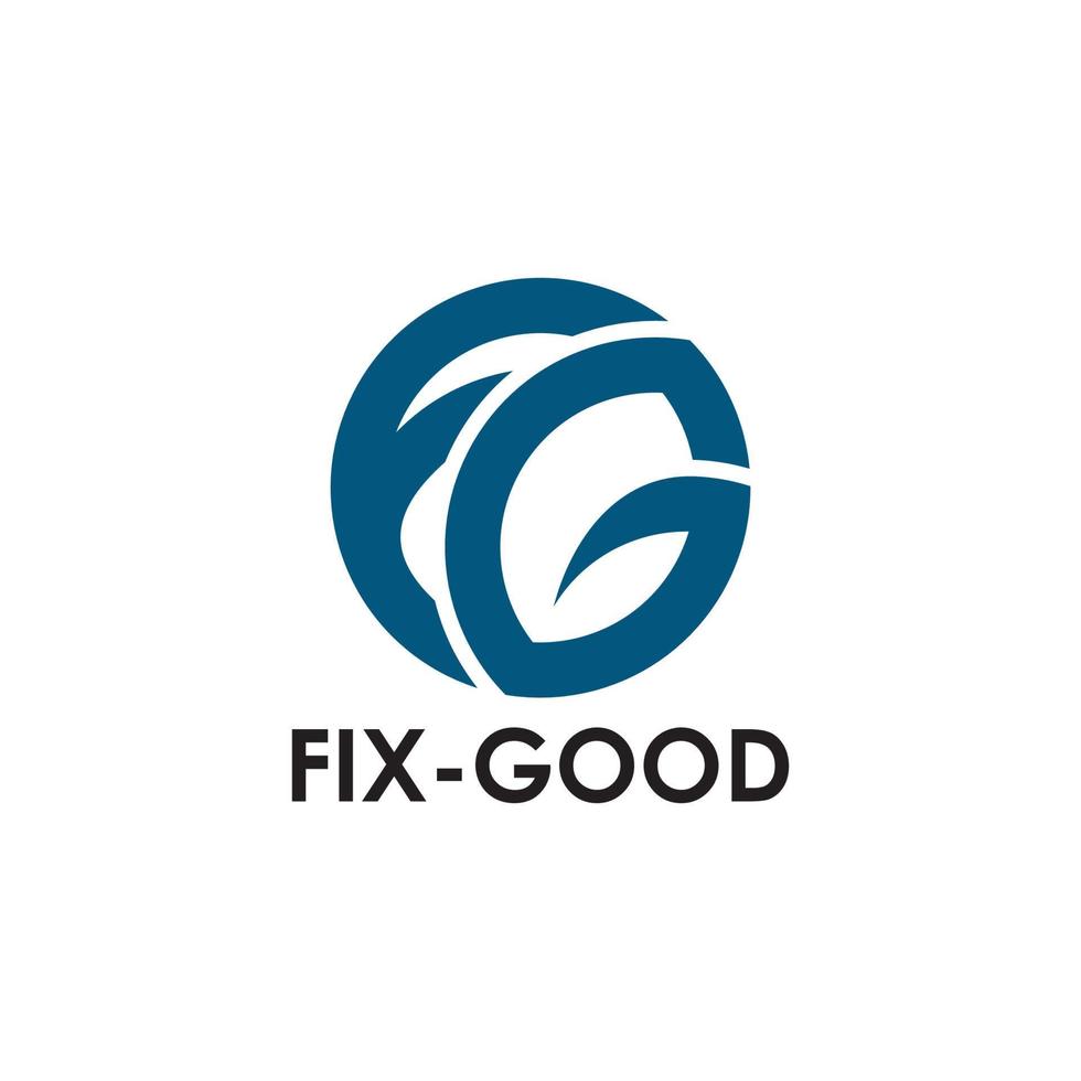 logo fix-good new simple letter f y g logo envuelto por círculo vector