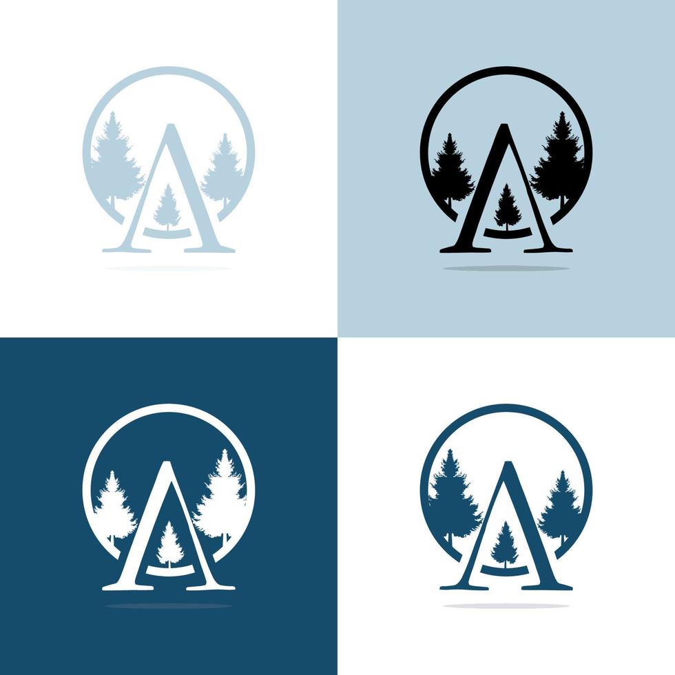 icono letra a moderno y único logotipo árbol naturaleza fondo vector