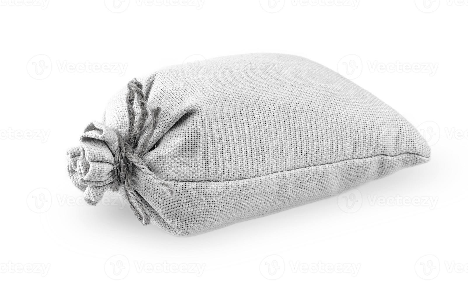 Bag of burlap isolated on white background photo