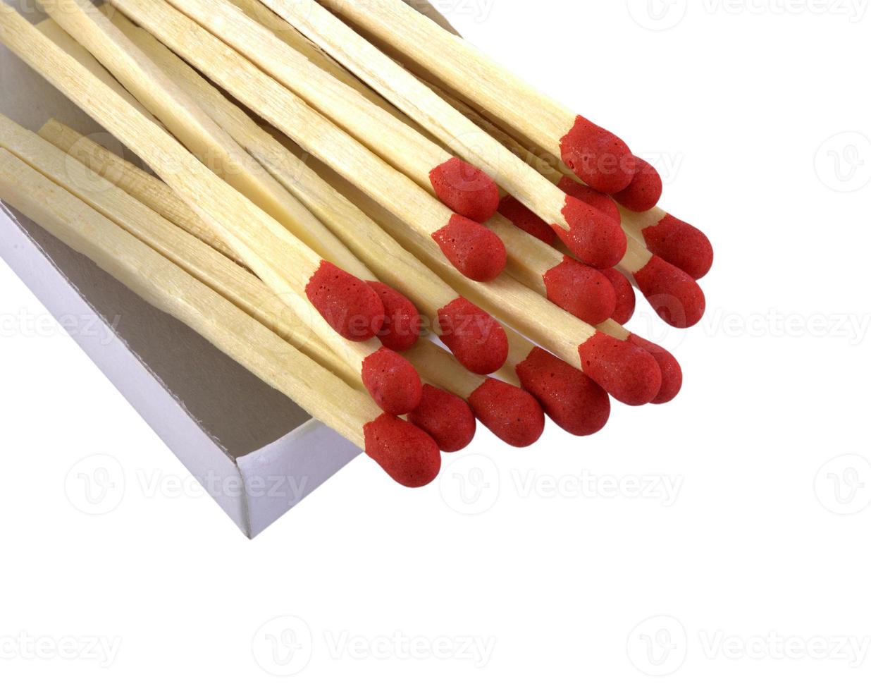 wooden matches on white photo