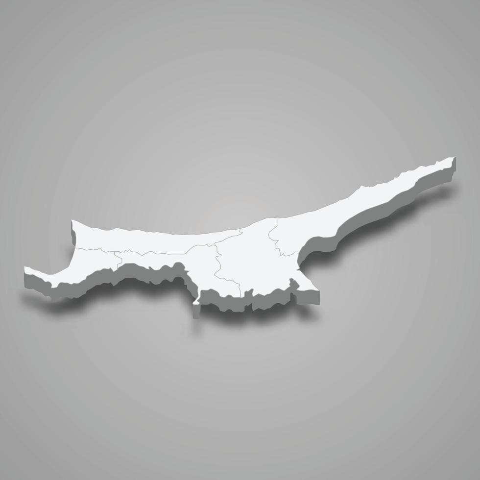 3d isometric map of Northern Cyprus, isolated with shadow vector