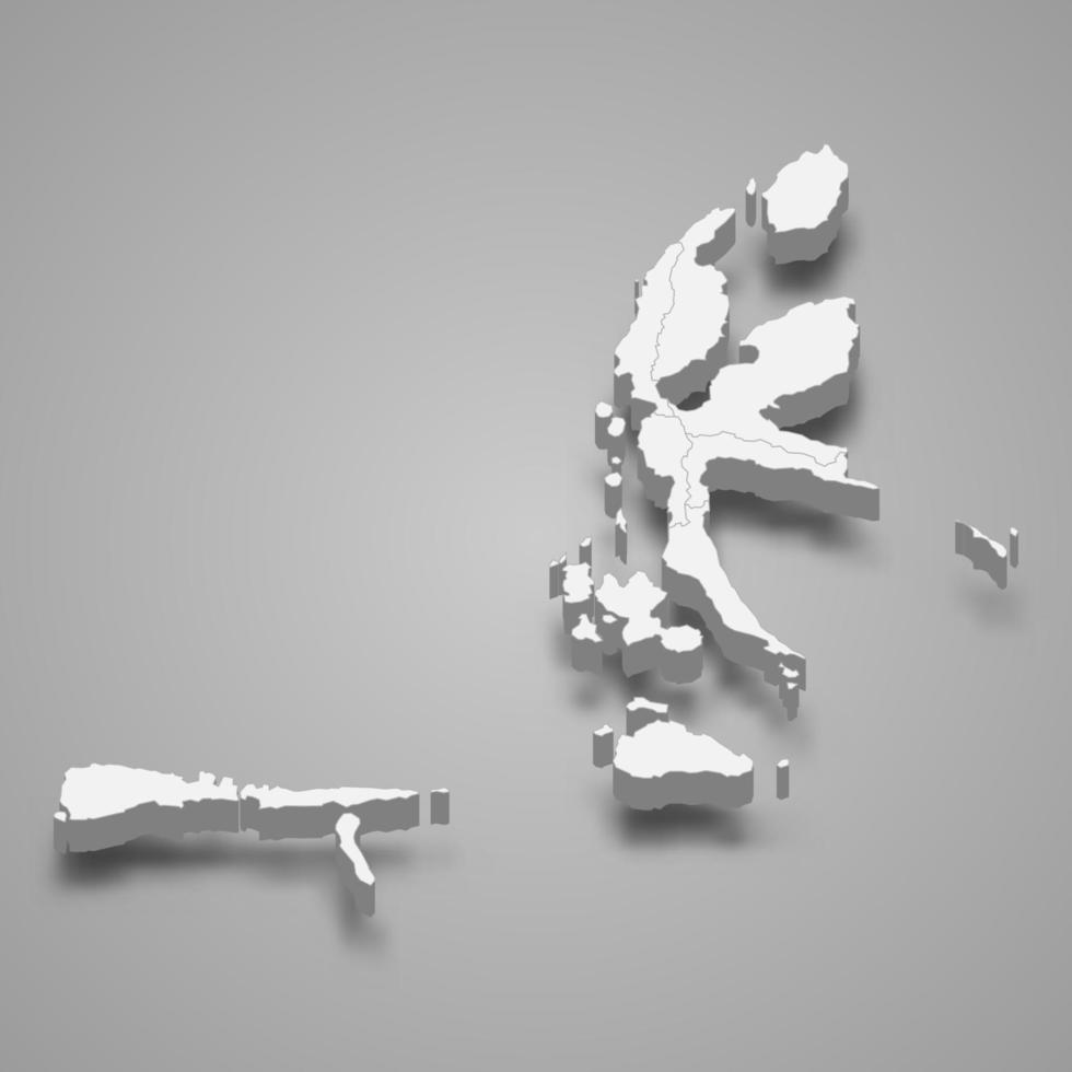 3d isometric map of North Maluku is a province of Indonesia vector