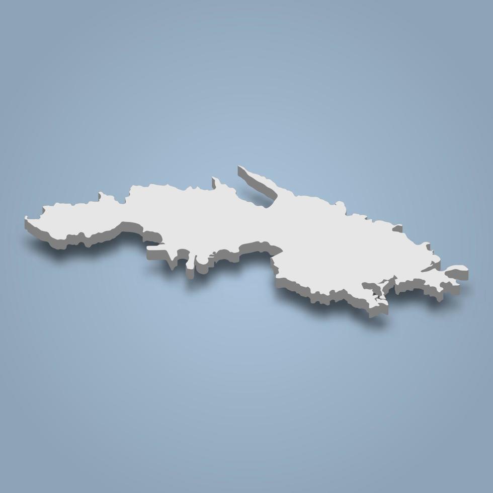 3d isometric map of Saint Thomas is an island in United States Virgin Islands vector