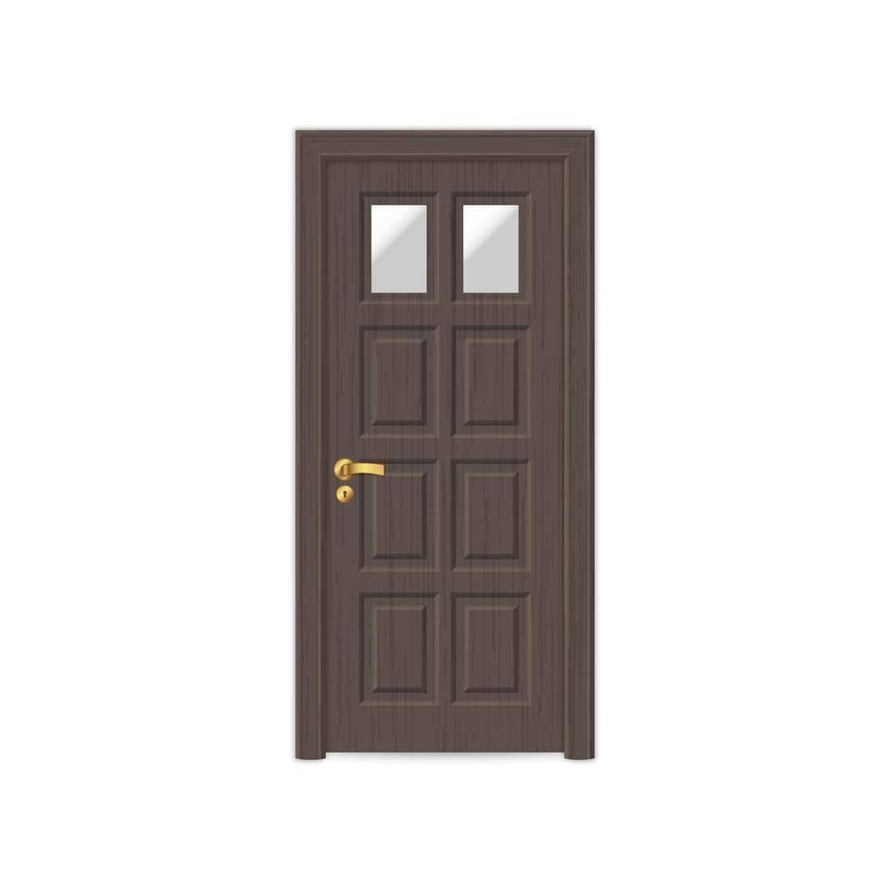 realistic wooden door isolated vector
