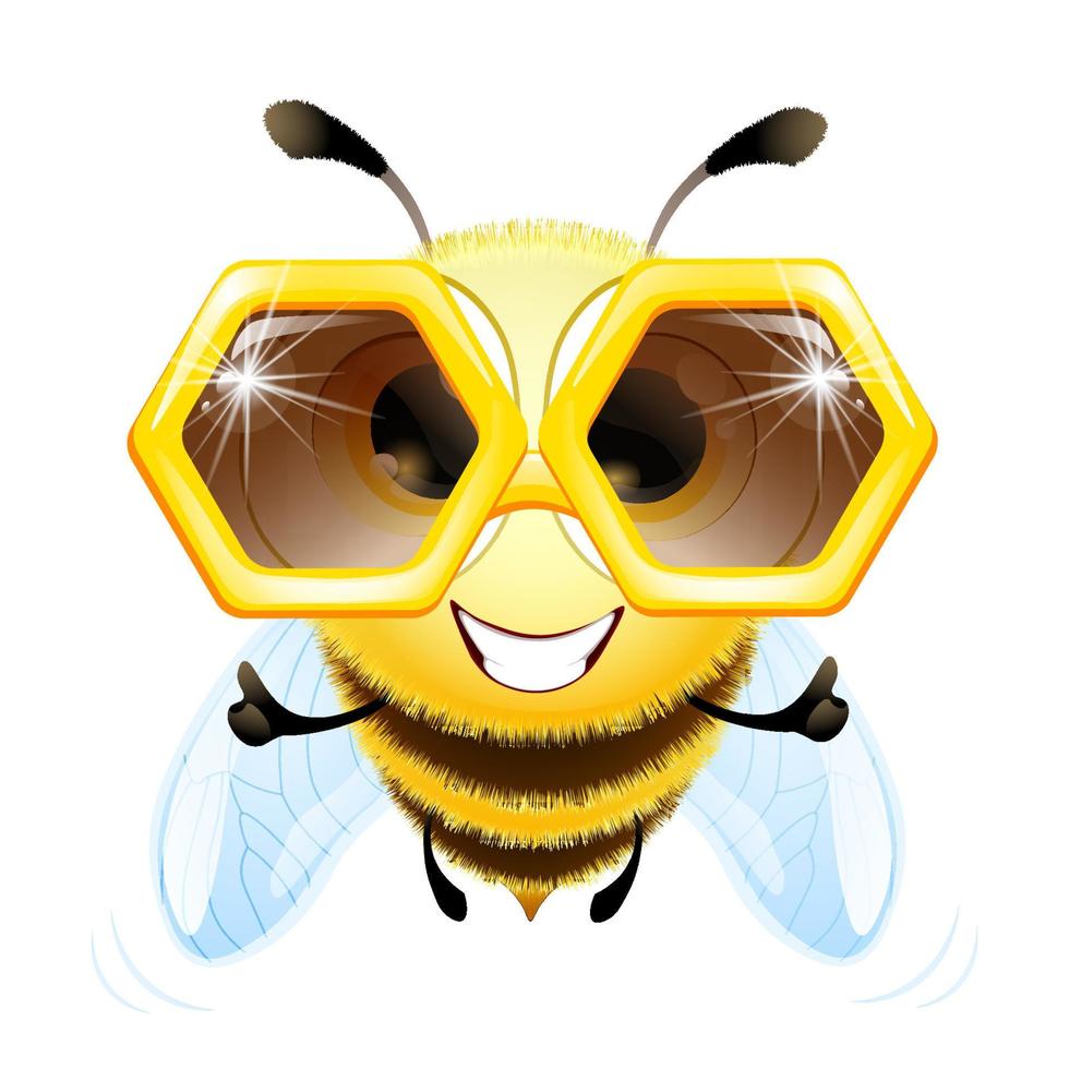 Bee with sunglasses and like thumb vector