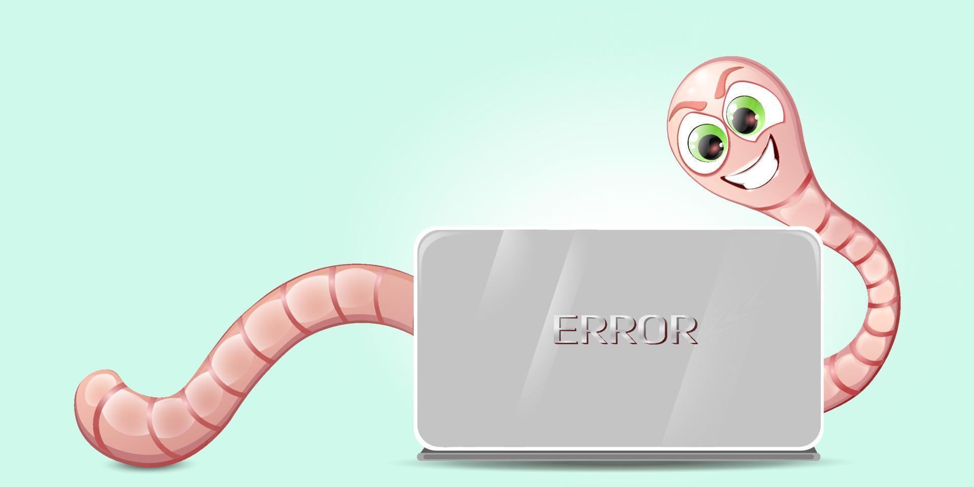 Worm breaks laptop vector