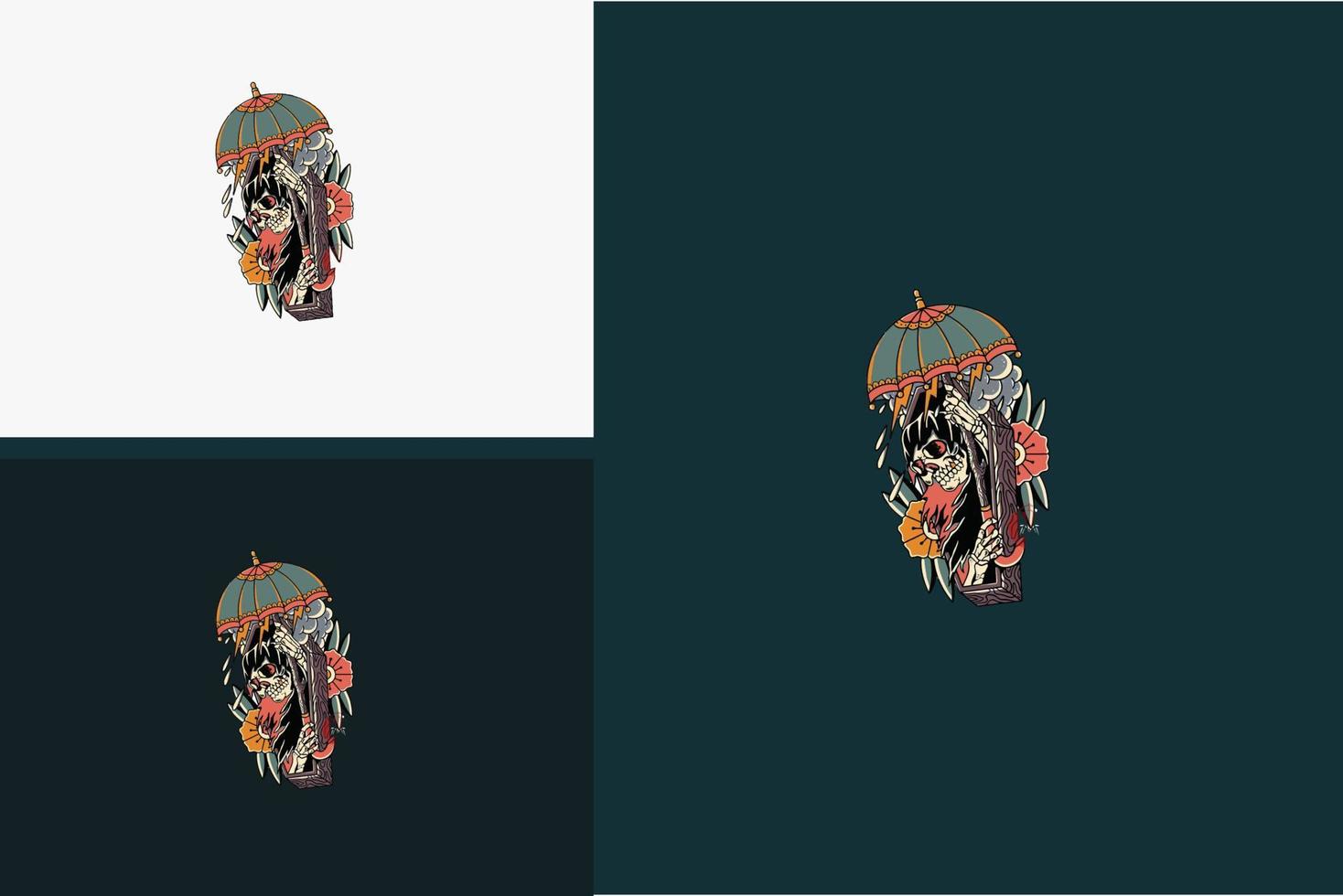 head skull and snake vector flat design