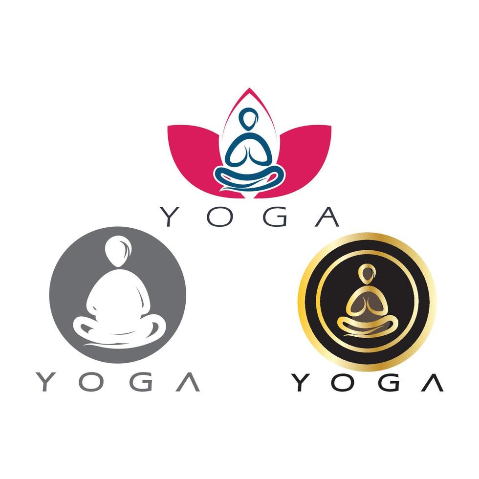 logo design of people doing yoga symbol icon illustration vector