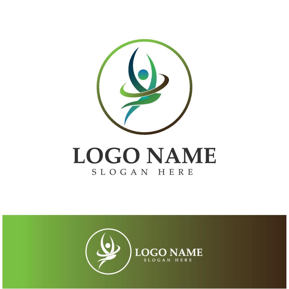 logo design of people doing yoga symbol icon illustration vector