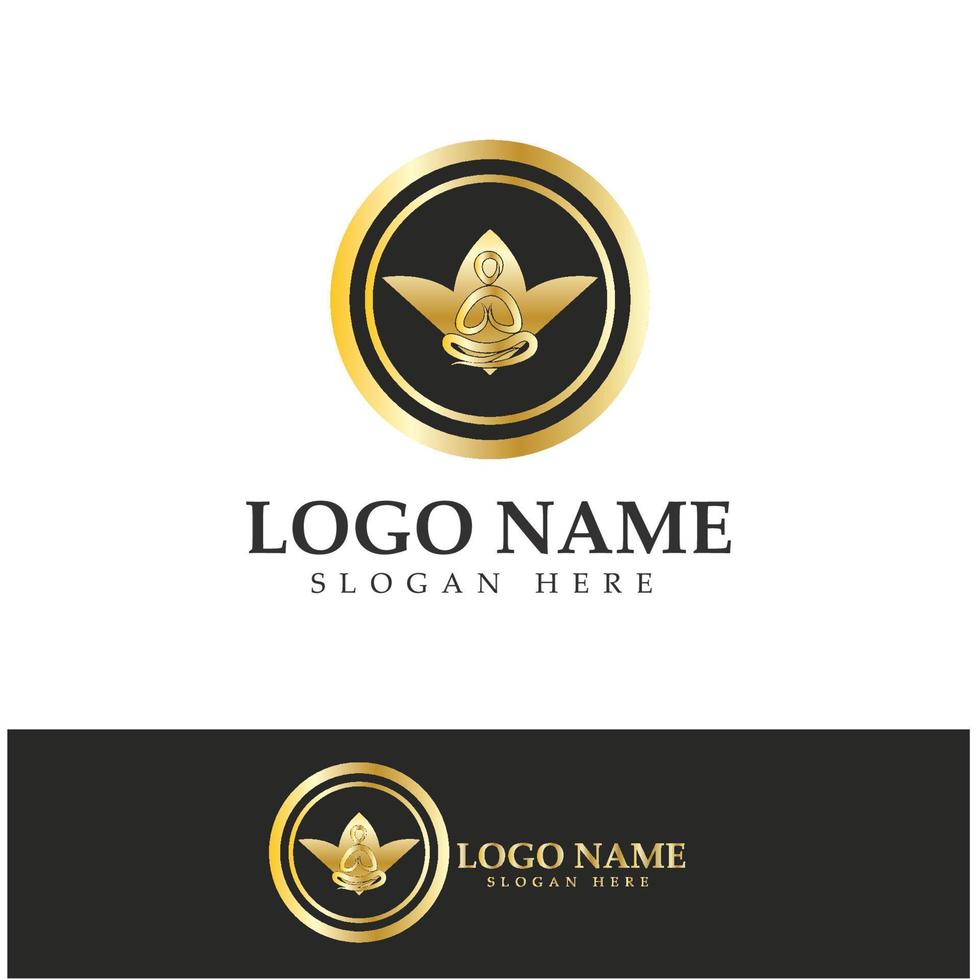 logo design of people doing yoga symbol icon illustration vector