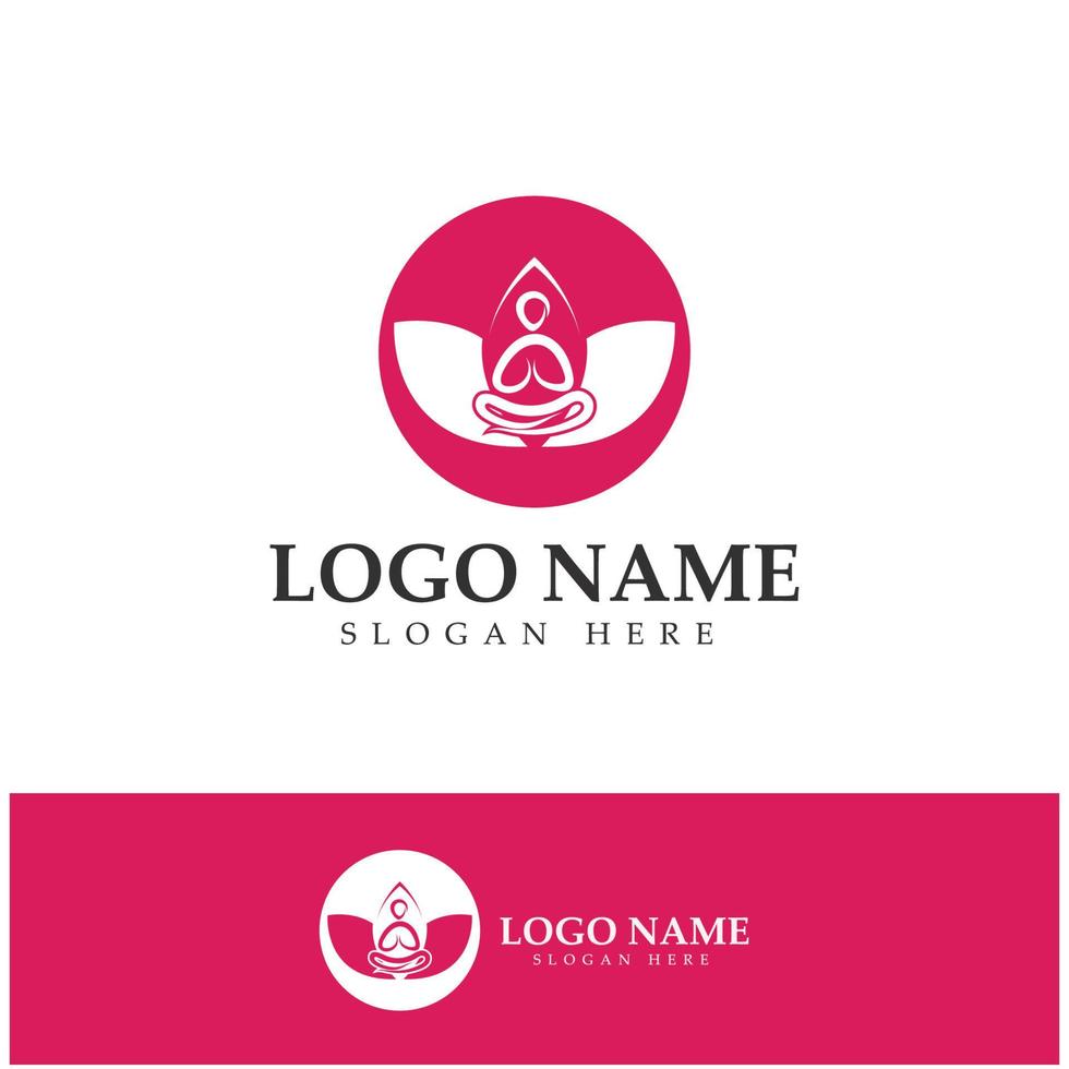 logo design of people doing yoga symbol icon illustration vector