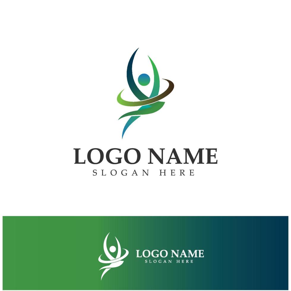 diseño de logotipo de personas que hacen yoga símbolo icono ilustración vector