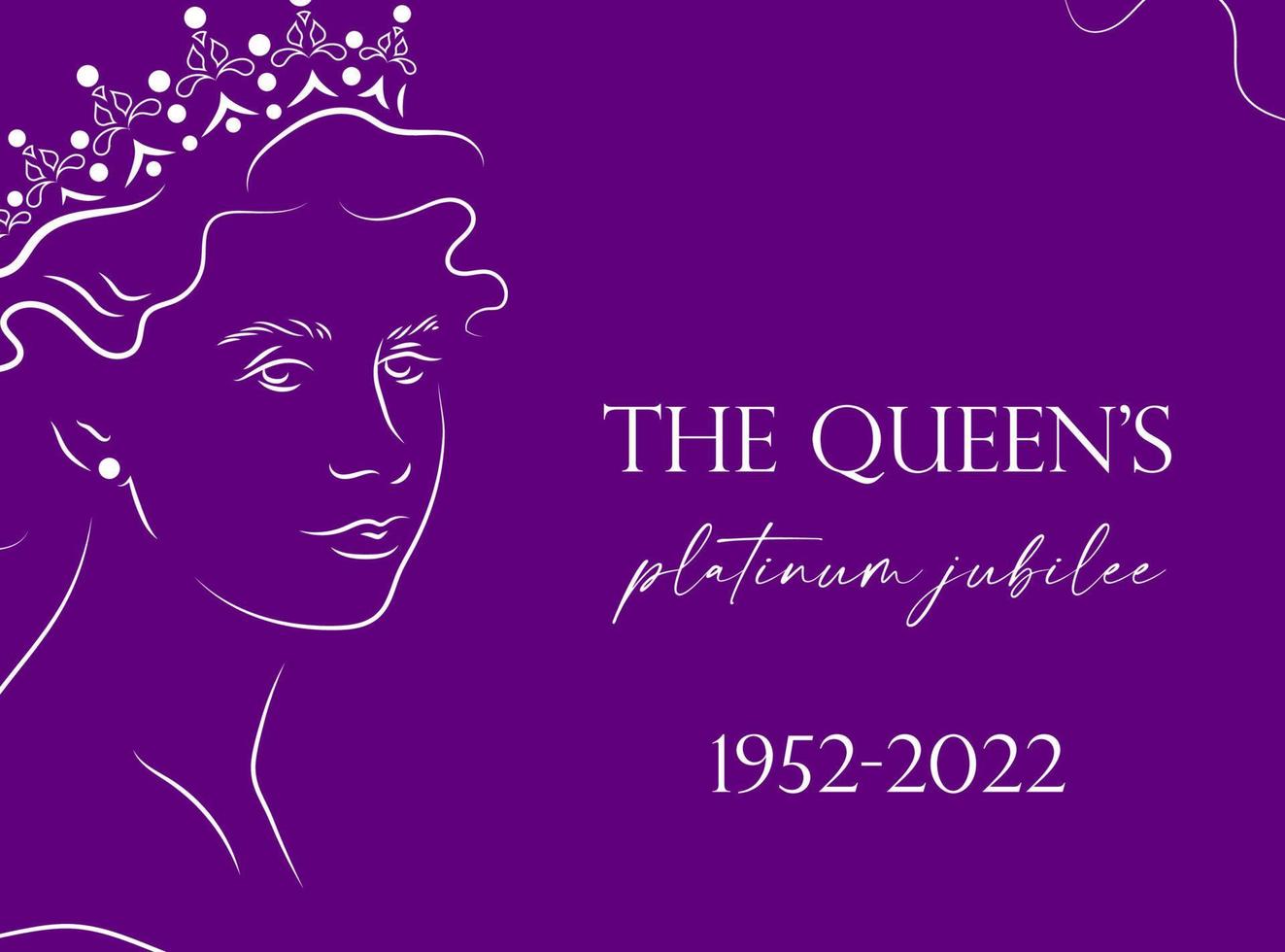 el cartel de celebración de los 70 años del jubileo de platino de la reina con el retrato en línea de la reina Isabel en la corona. se puede utilizar para pancartas, desolladores, tarjetas, invitaciones, redes sociales, etc. vector