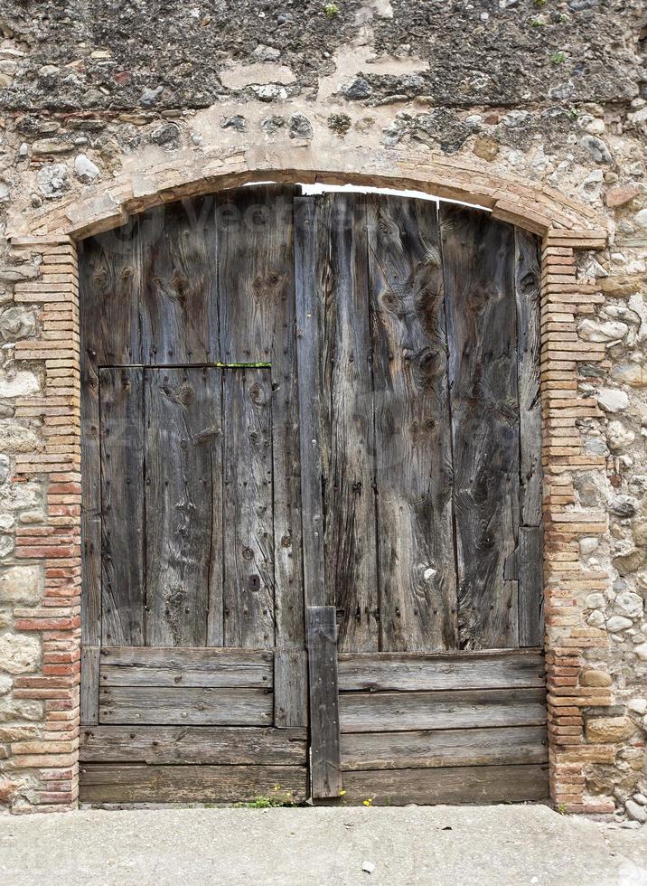 Old wooden door. selective focus photo