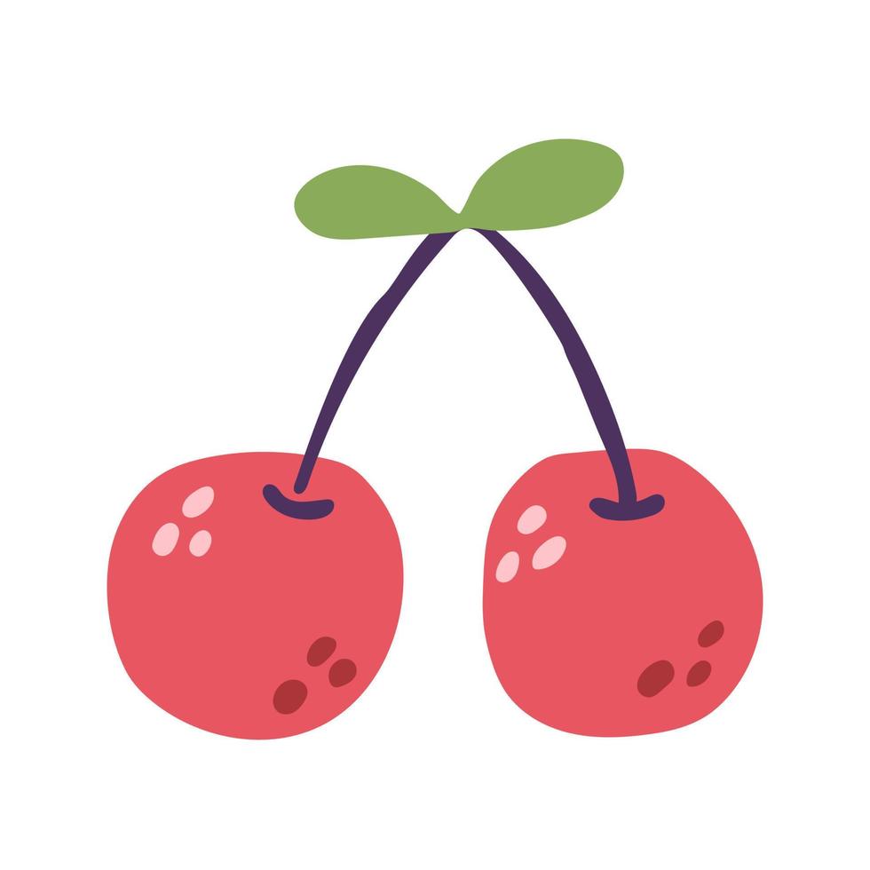 Cute hand drawn cherry. Flat modern illustration. vector