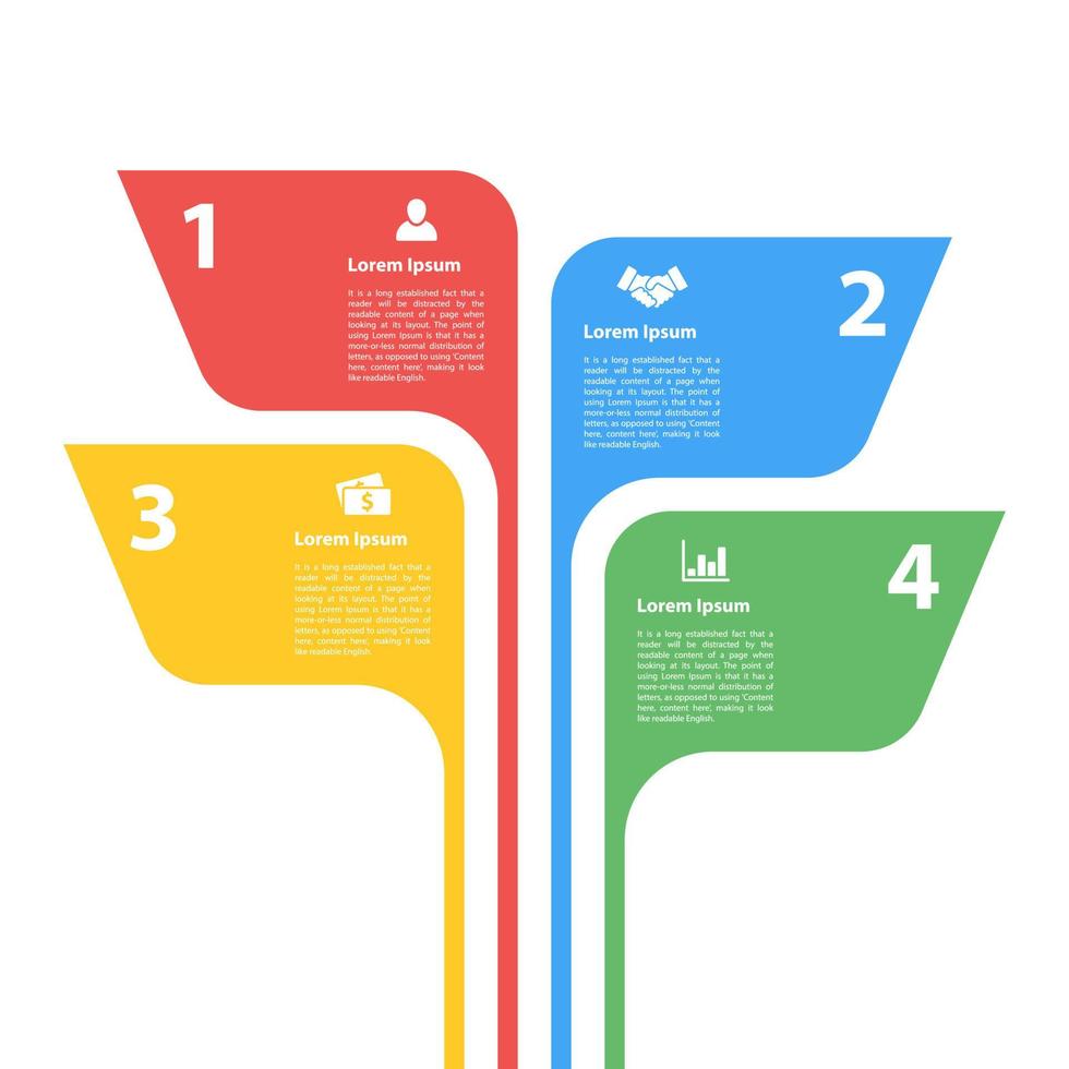 Business infographic design template with 4 steps or options using for process diagram, workflow layout, flow chart, infograph and banner vector