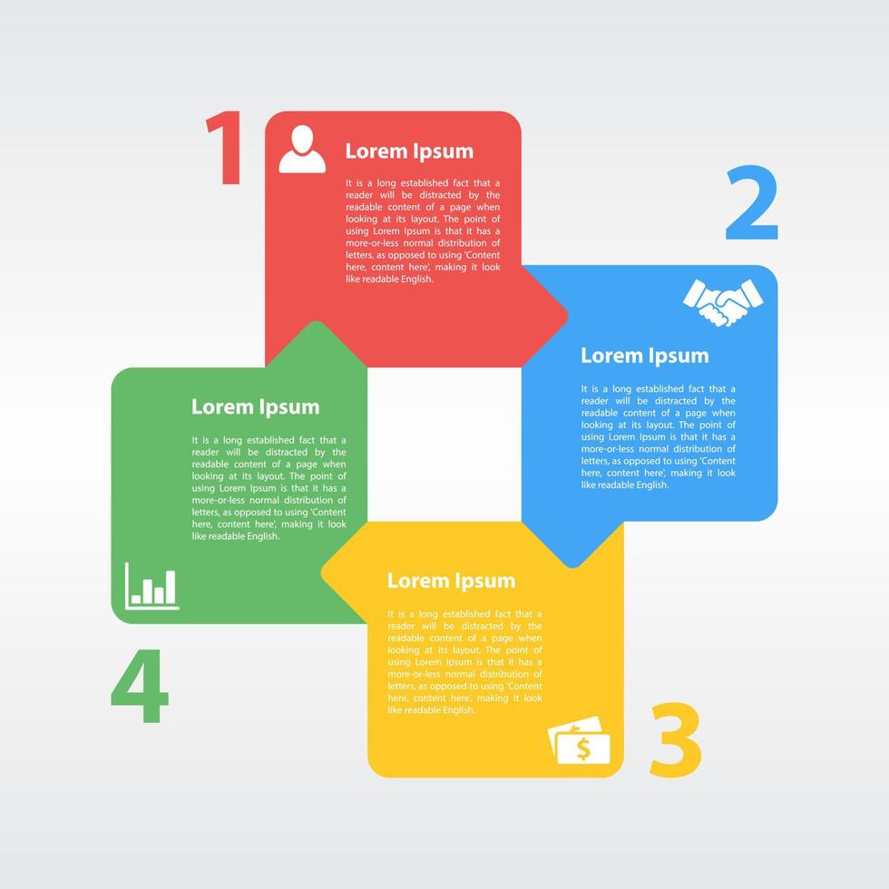 Business infographic design template with 4 steps or options using for process diagram, workflow layout, flow chart, infograph and banner vector