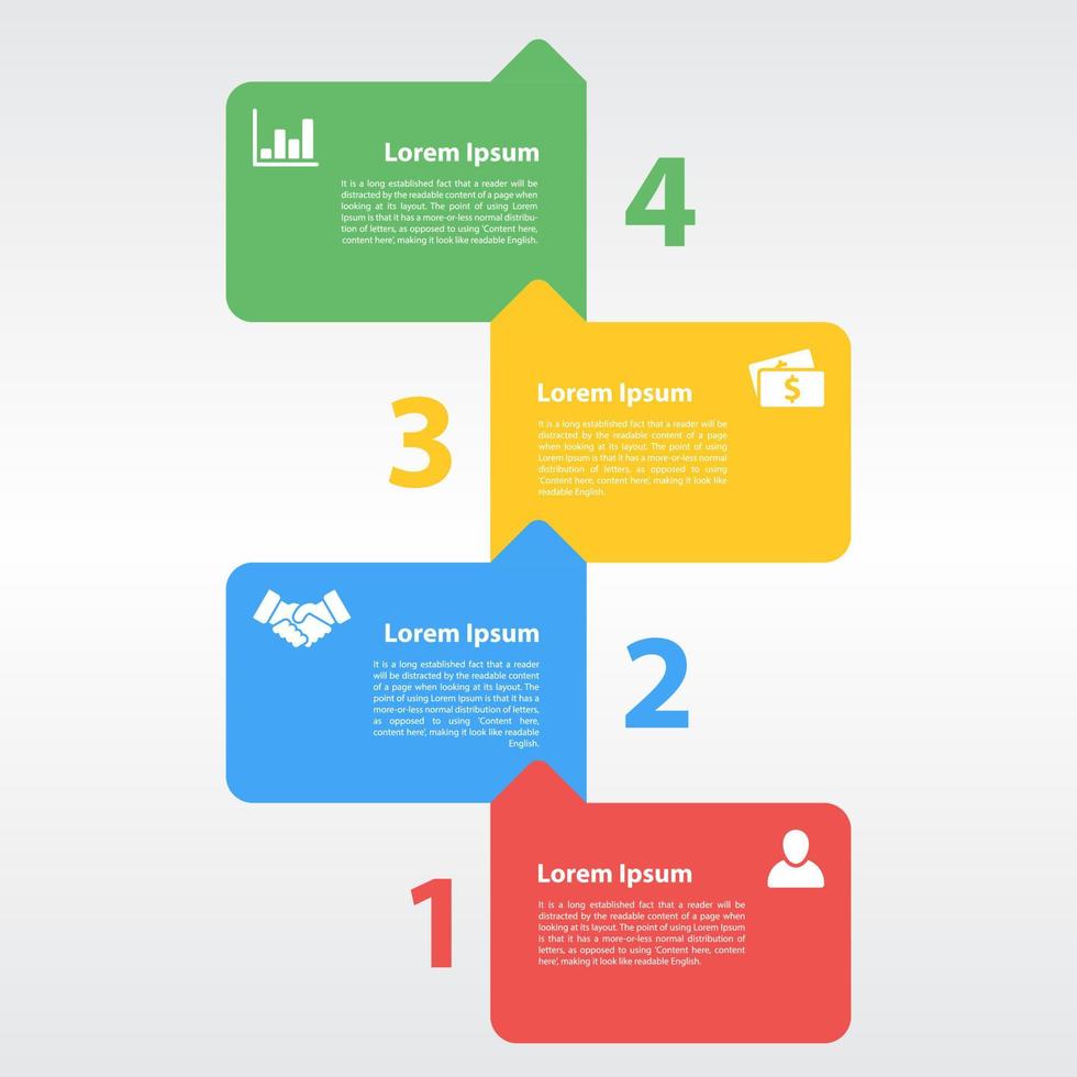 Business infographic design template with 4 steps or options using for process diagram, workflow layout, flow chart, infograph and banner vector