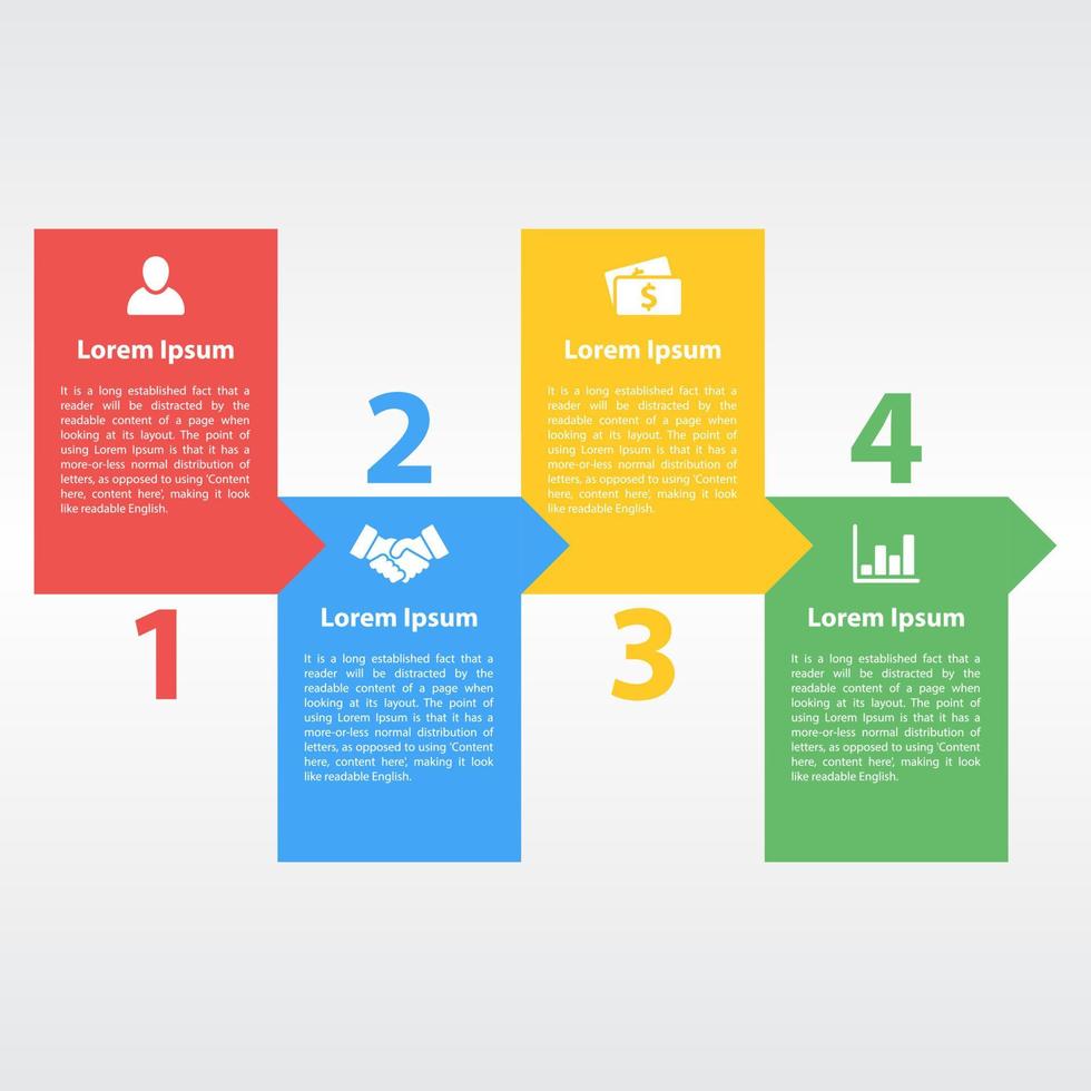 Business infographic design template with 4 steps or options using for process diagram, workflow layout, flow chart, infograph and banner vector