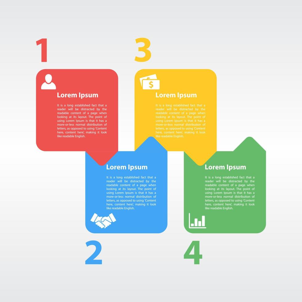Business infographic design template with 4 steps or options using for process diagram, workflow layout, flow chart, infograph and banner vector