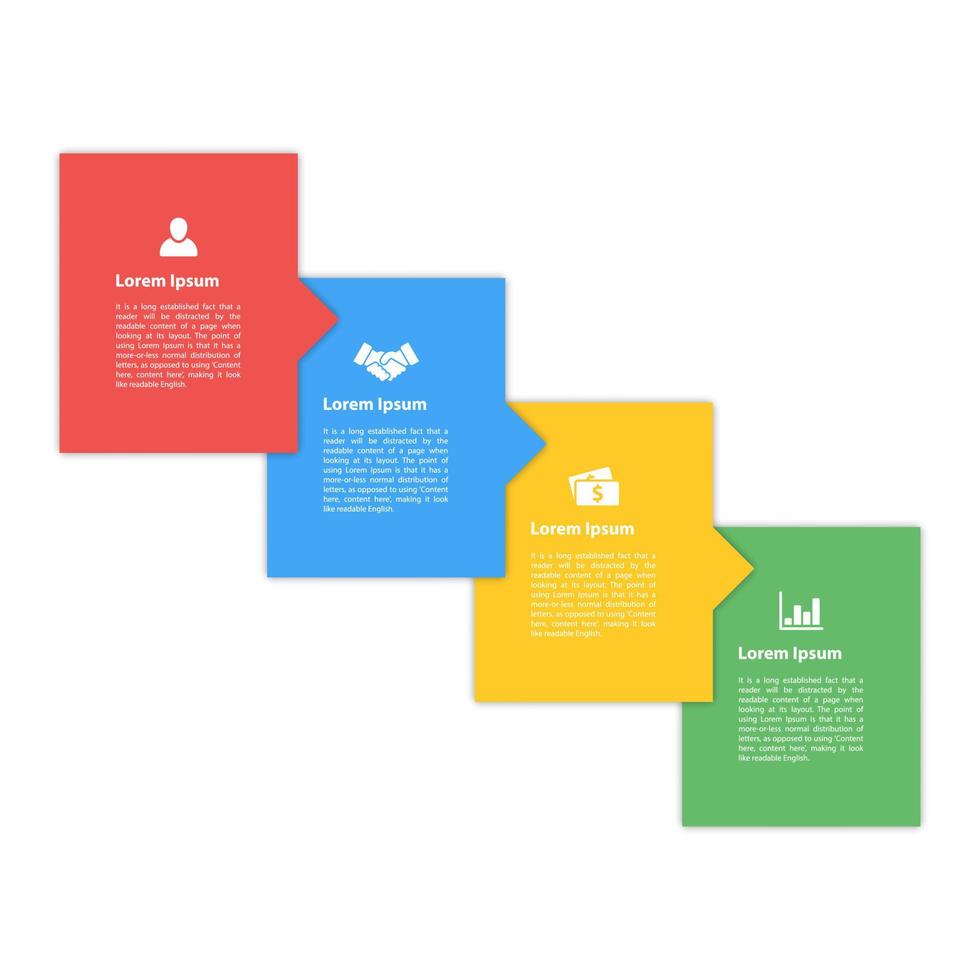 plantilla de diseño infográfico empresarial con 4 pasos u opciones que se utilizan para el diagrama de proceso, el diseño del flujo de trabajo, el diagrama de flujo, la infografía y el banner vector