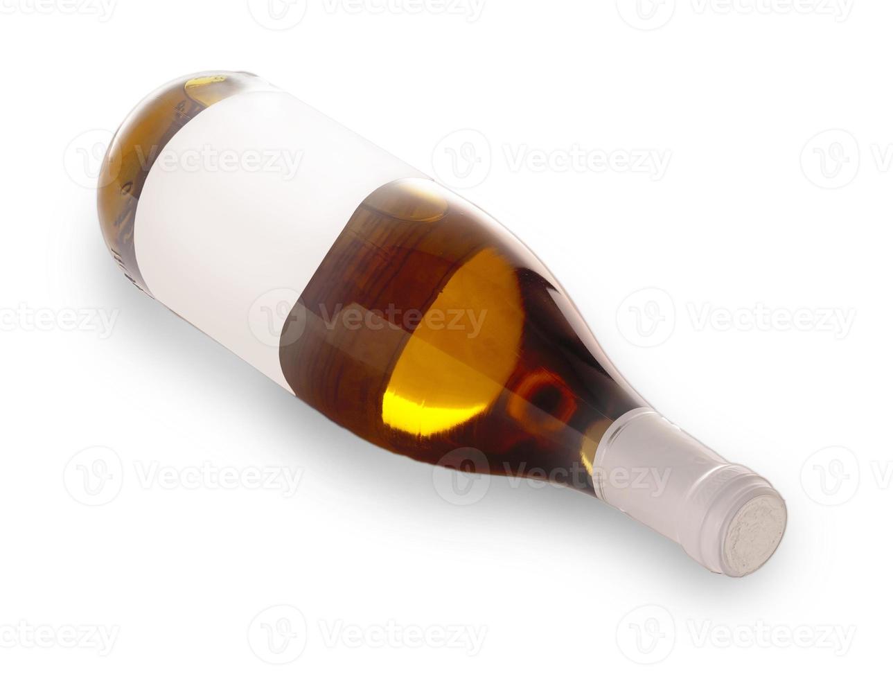 bottle dry light wine on the white photo