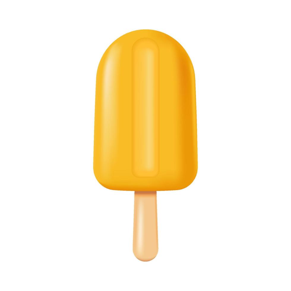 Ice cream, Yellow popsicles. Vector illustration in 3d cartoon realistic style