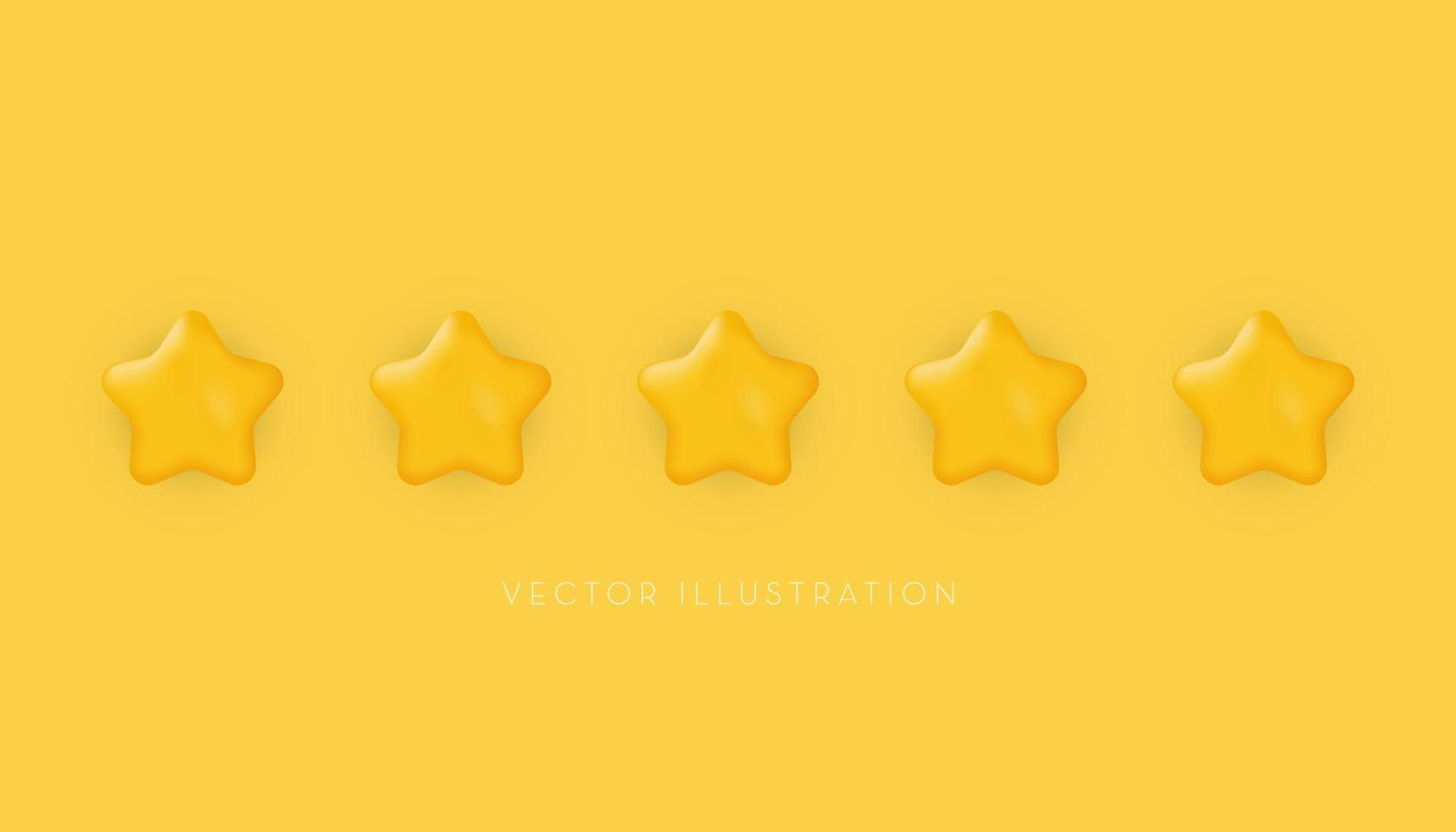 Five stars, Customer rating feedback concept. 3d vector icon in cartoon minimal style