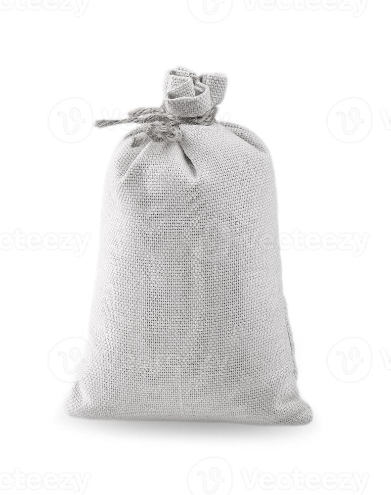 Bag of burlap isolated on white background photo