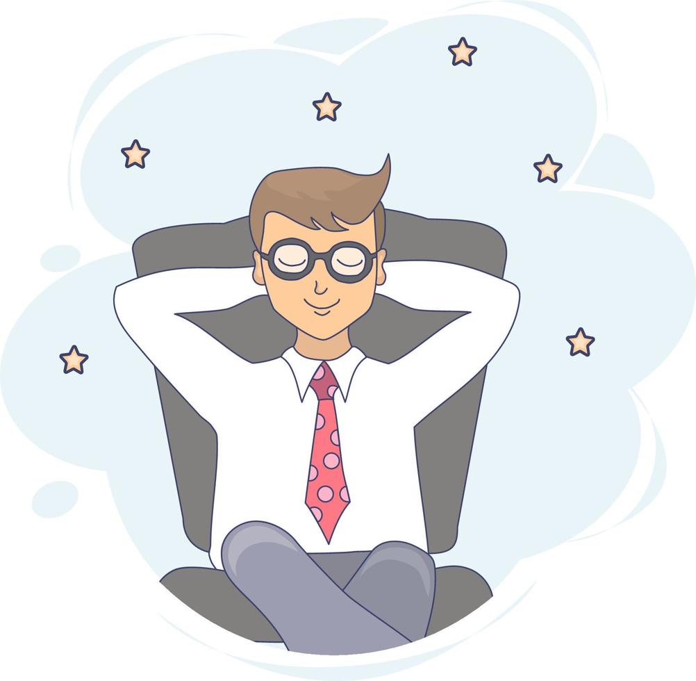 Office Man daydreaming while sitting in chair vector