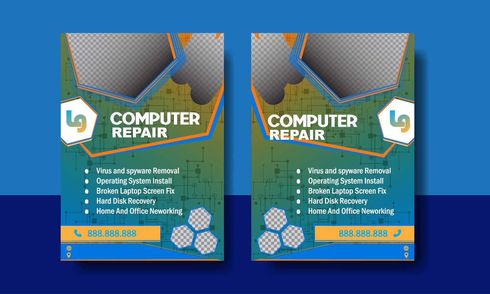 computer service banner sample flyer vector