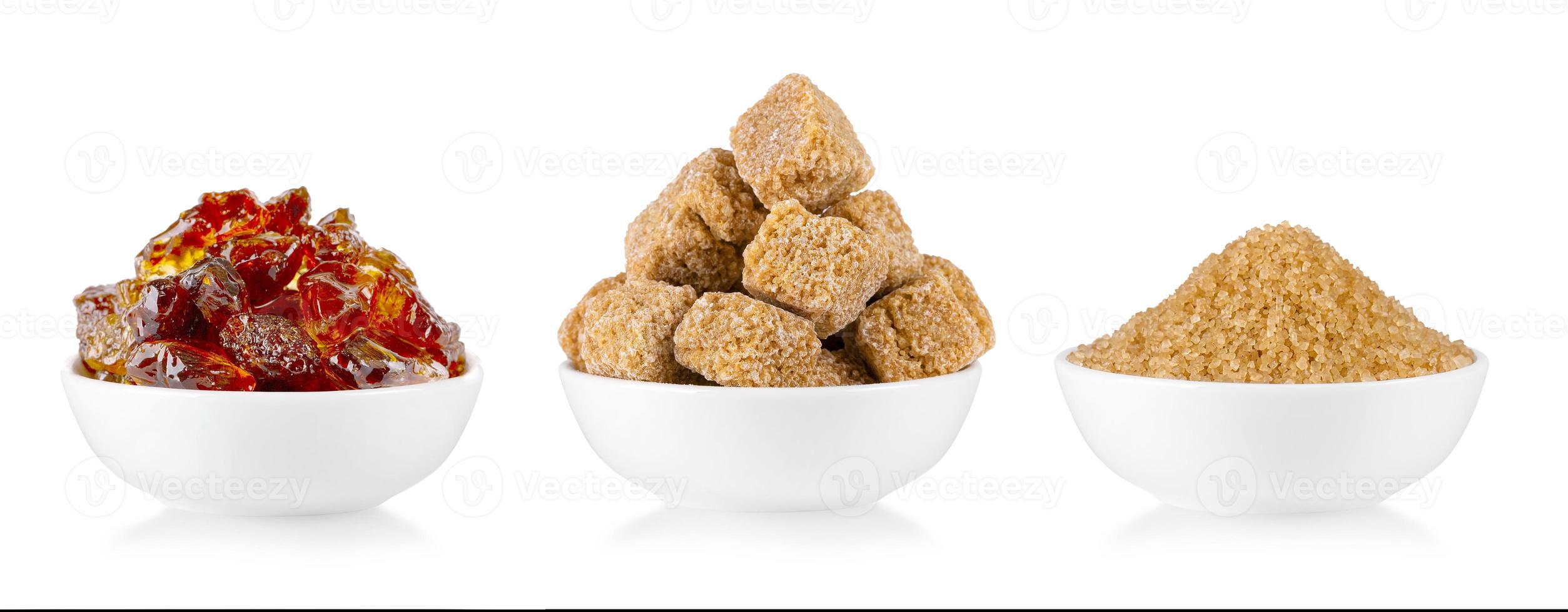 Set  of brown  sugar isolated on white background photo