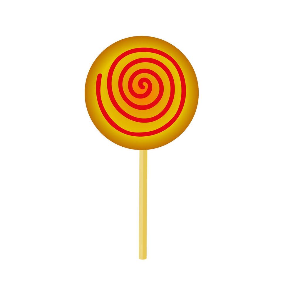 Round lollipop in the form of a spiral on a stick on a white background. vector