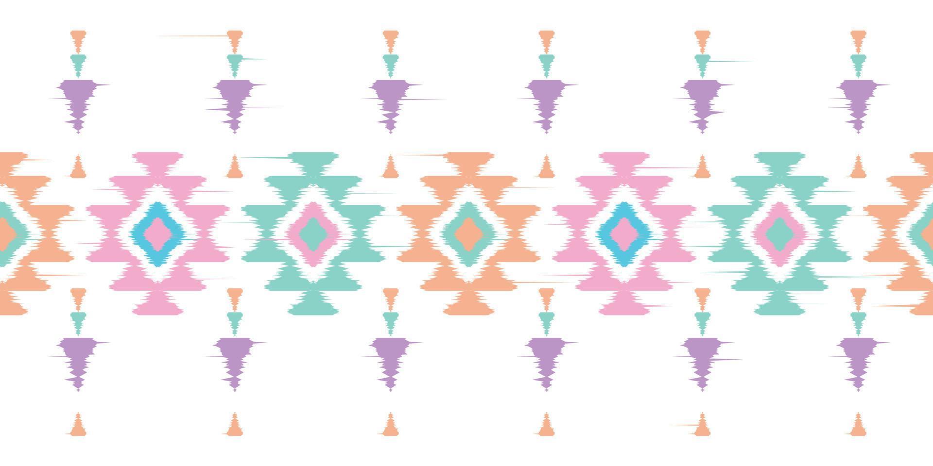 Ikat Handmade borders beautiful pastel art. Navajo chevron seamless pattern in tribal, folk embroidery, Mexican Aztec geometric art ornament print.Design for carpet, wrapping, fabric, cover, textile vector