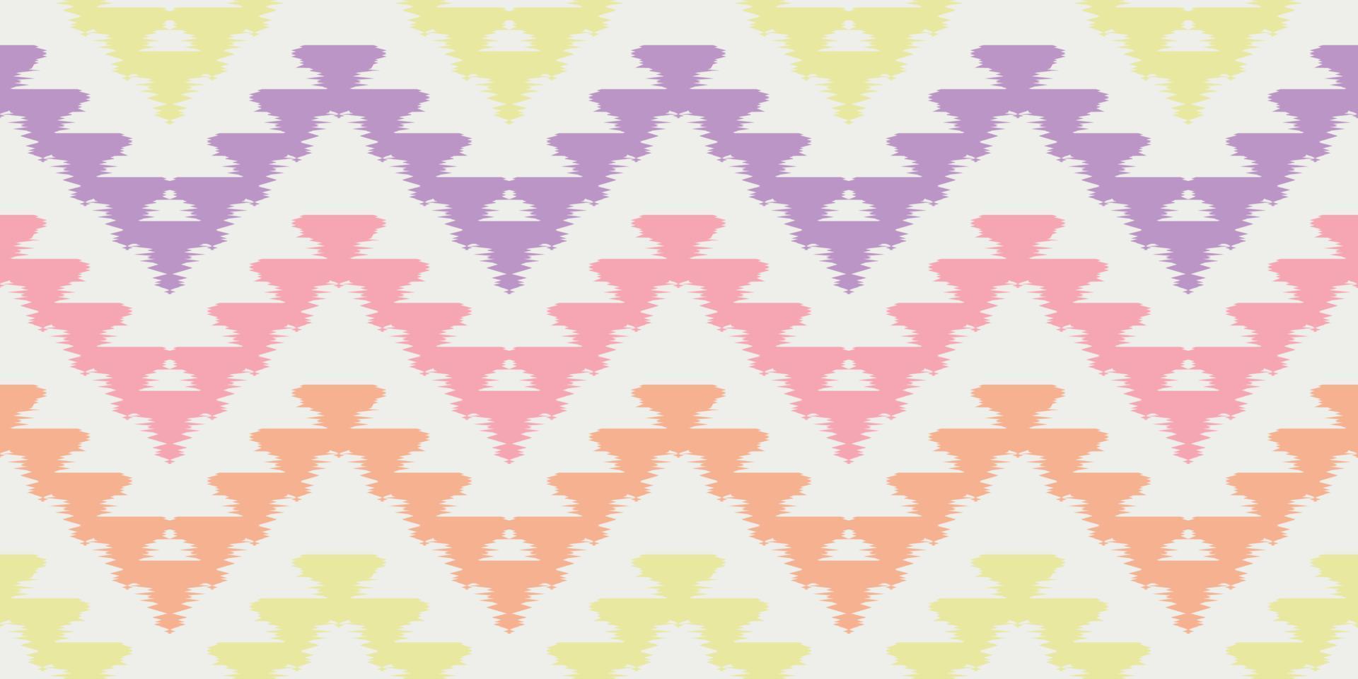 Ikat Handmade borders beautiful pastel art. Navajo chevron seamless pattern in tribal, folk embroidery, Mexican Aztec geometric art ornament print.Design for carpet, wrapping, fabric, cover, textile vector