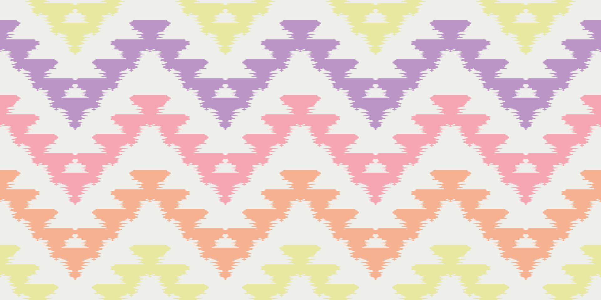 bordes hechos a mano ikat hermoso arte pastel. patrón sin costuras de chevron navajo en tribal, bordado folclórico, impresión de ornamento de arte geométrico azteca mexicano. Diseño para alfombra, envoltura, tela, cubierta, textil vector