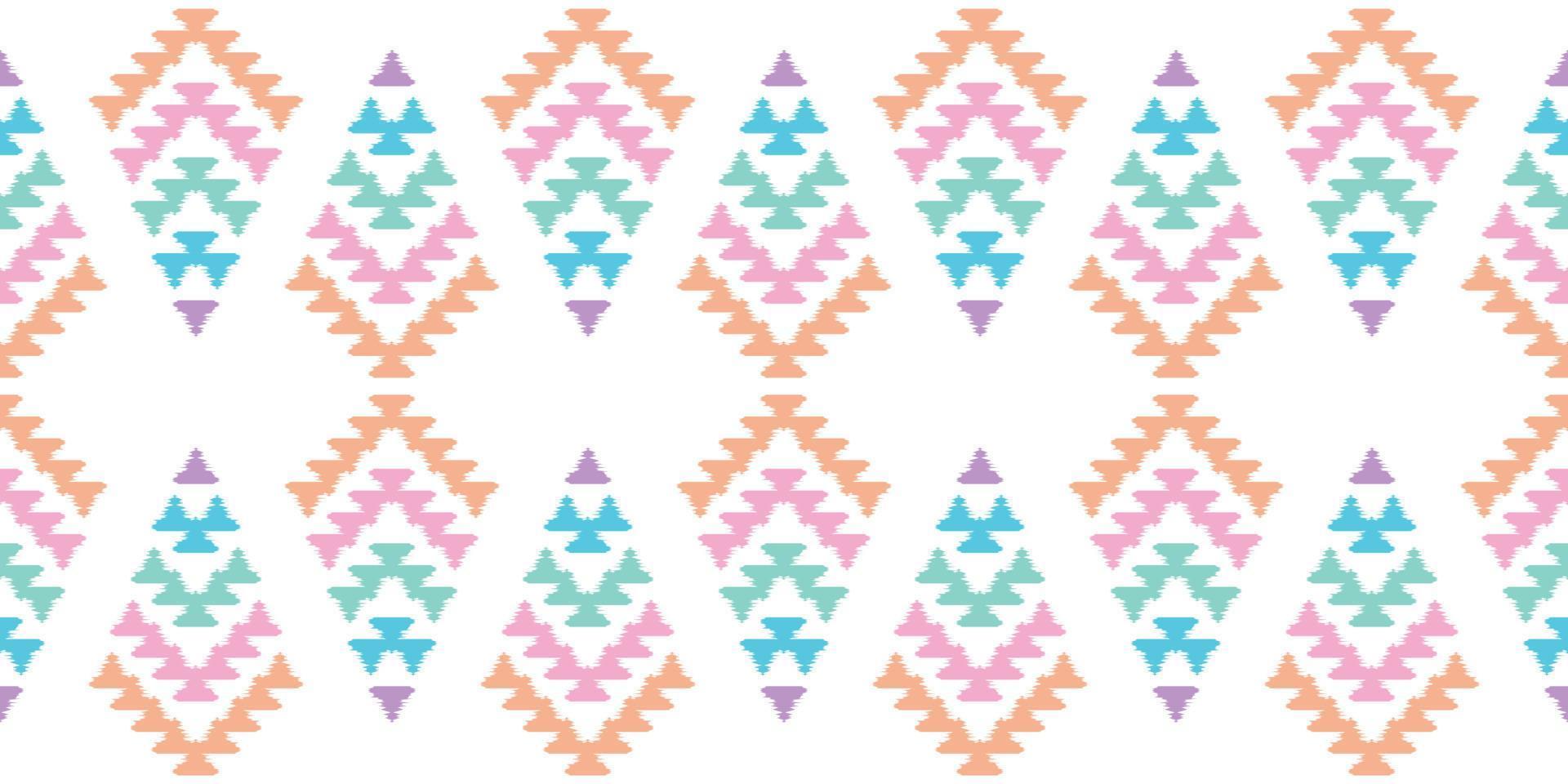 Ikat Handmade borders beautiful pastel art. Navajo chevron seamless pattern in tribal, folk embroidery, Mexican Aztec geometric art ornament print.Design for carpet, wrapping, fabric, cover, textile vector