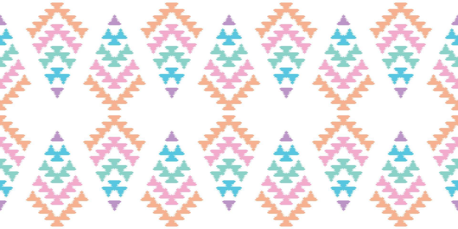 Ikat Handmade borders beautiful pastel art. Navajo chevron seamless pattern in tribal, folk embroidery, Mexican Aztec geometric art ornament print.Design for carpet, wrapping, fabric, cover, textile vector