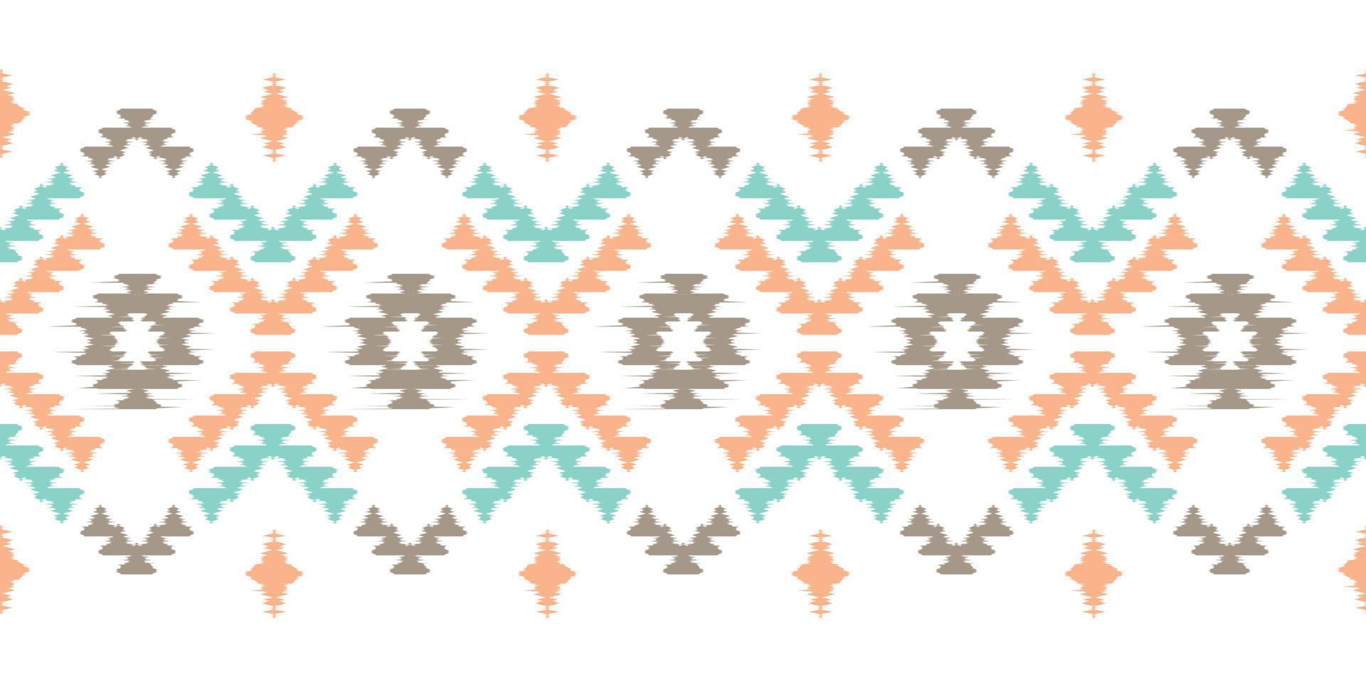Ikat Handmade borders beautiful pastel art. Navajo chevron seamless pattern in tribal, folk embroidery, Mexican Aztec geometric art ornament print.Design for carpet, wrapping, fabric, cover, textile vector