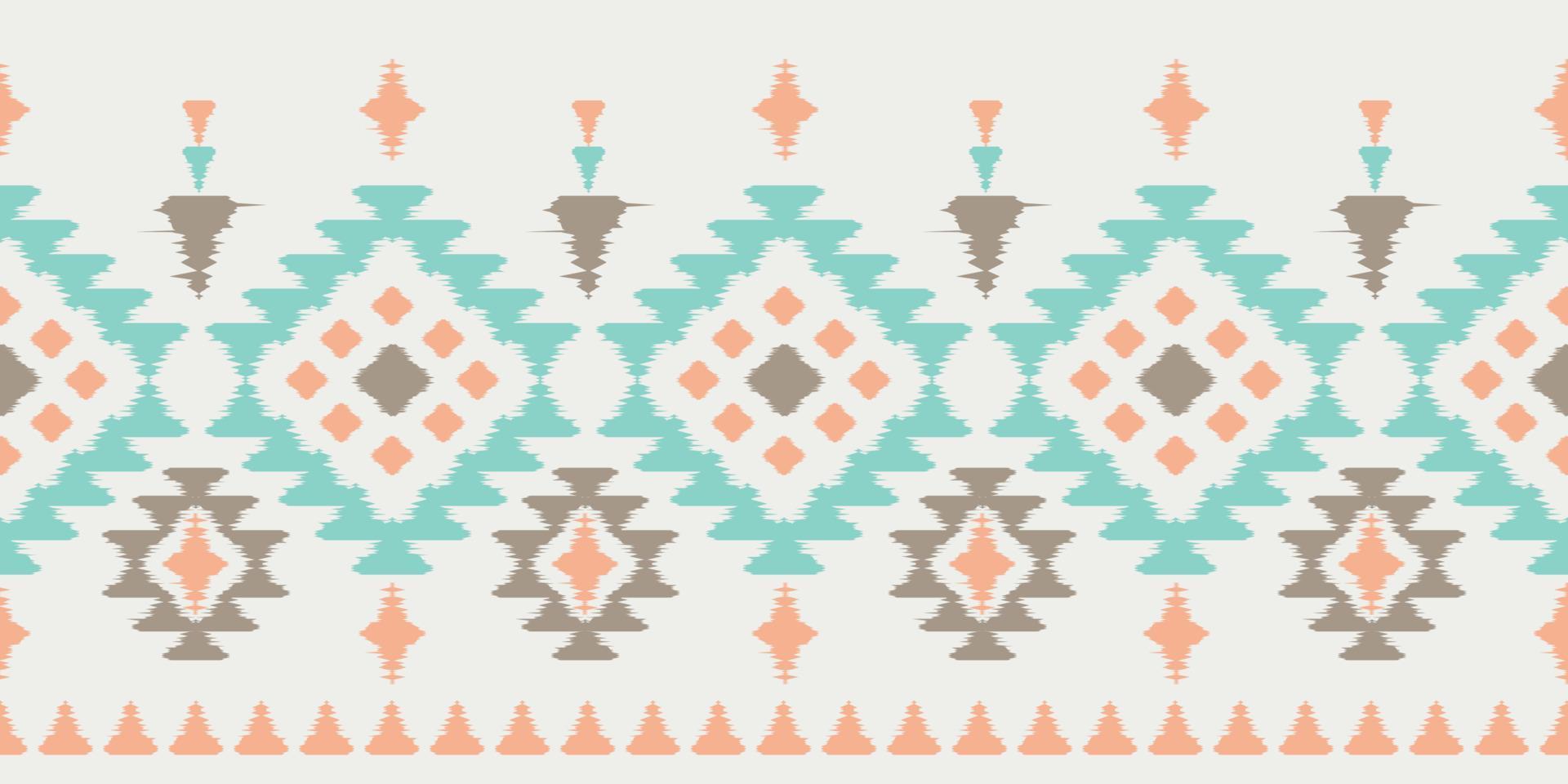 Ikat Handmade borders beautiful pastel art. Navajo chevron seamless pattern in tribal, folk embroidery, Mexican Aztec geometric art ornament print.Design for carpet, wrapping, fabric, cover, textile vector
