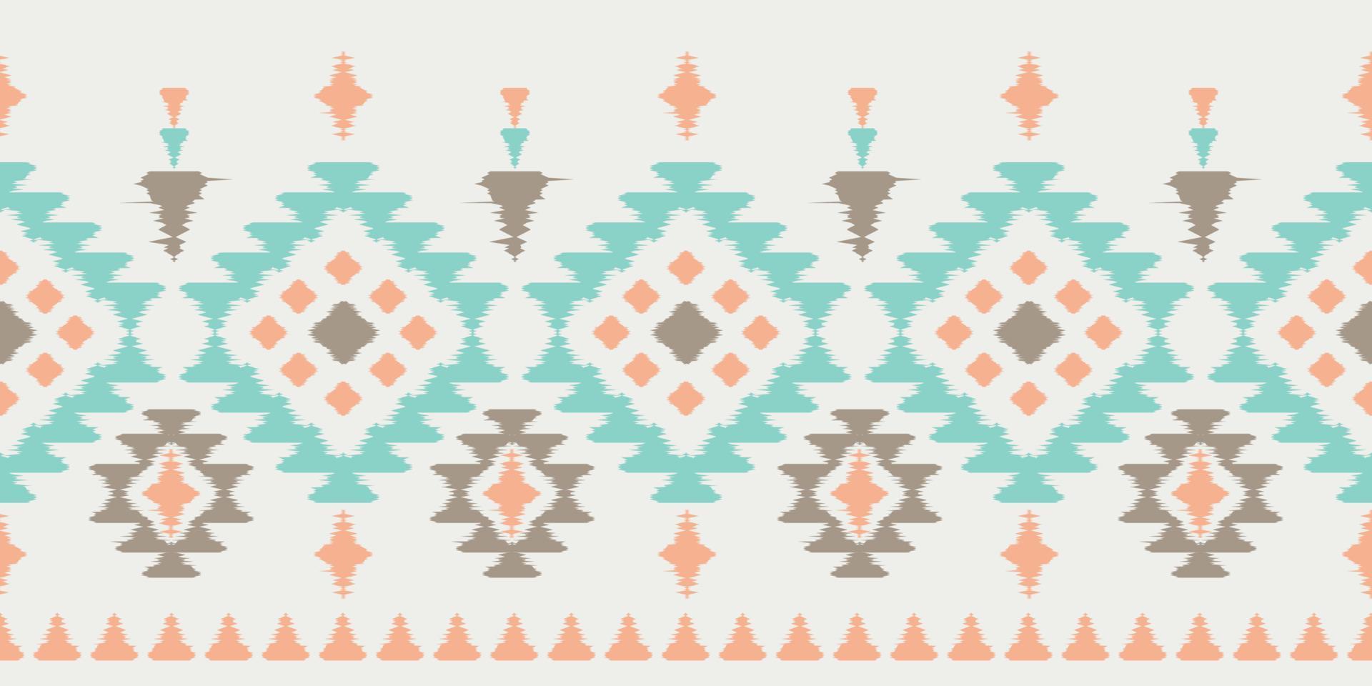 bordes hechos a mano ikat hermoso arte pastel. patrón sin costuras de chevron navajo en tribal, bordado folclórico, impresión de ornamento de arte geométrico azteca mexicano. Diseño para alfombra, envoltura, tela, cubierta, textil vector