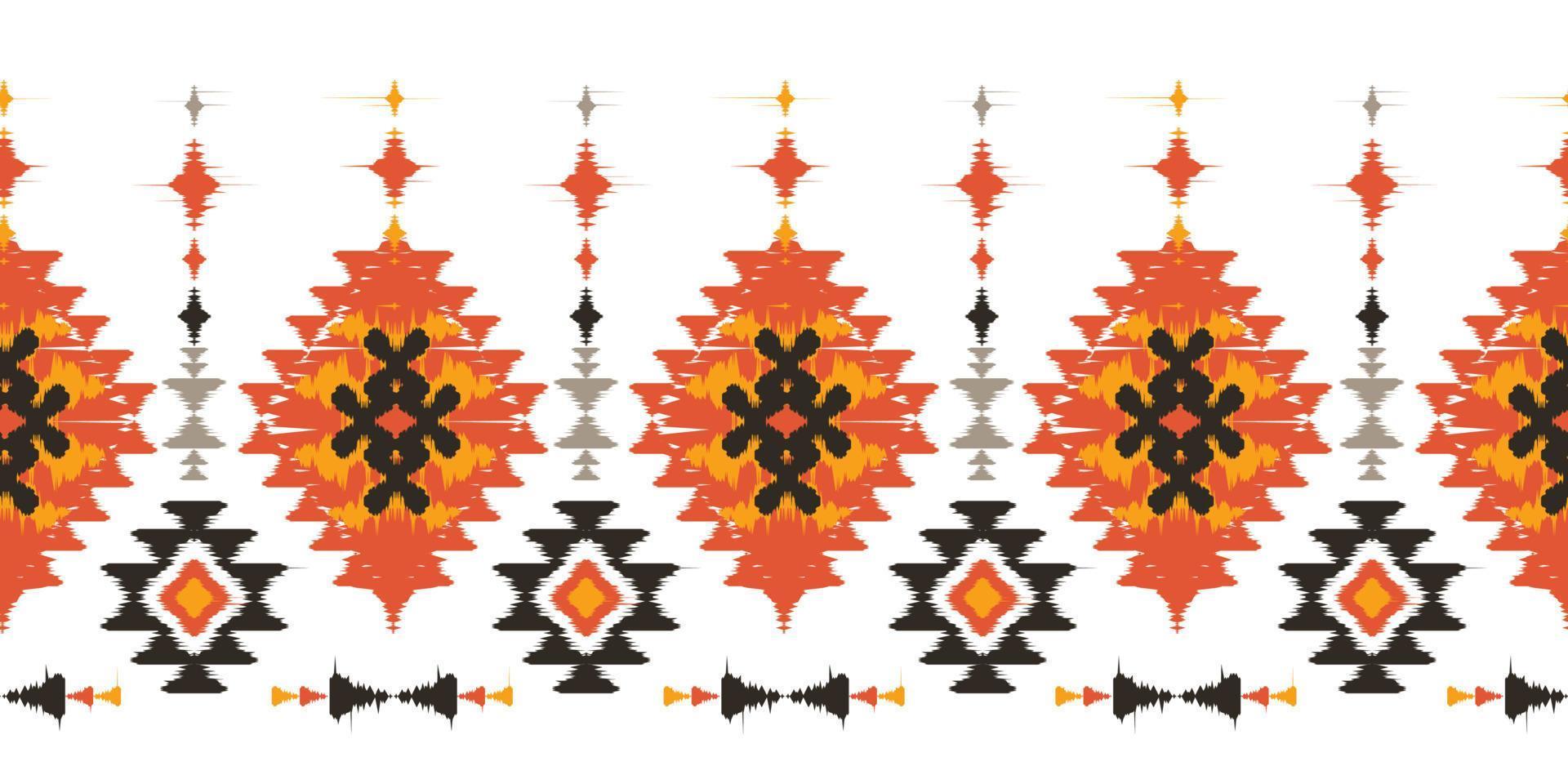 Ikat Handmade borders beautiful art. Navajo chevron seamless pattern in tribal, folk embroidery, Mexican Aztec geometric art ornament print.Design for carpet, wrapping, fabric, cover, textile vector