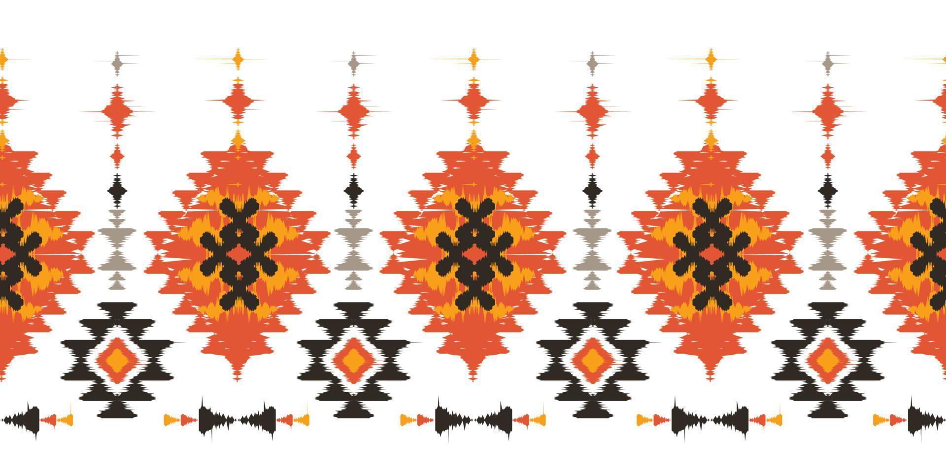 ikat bordes hechos a mano hermoso arte. patrón sin fisuras de chevron navajo en tribal, bordado folclórico, estampado de ornamento de arte geométrico azteca mexicano. Diseño para alfombra, envoltura, tela, cubierta, textil vector