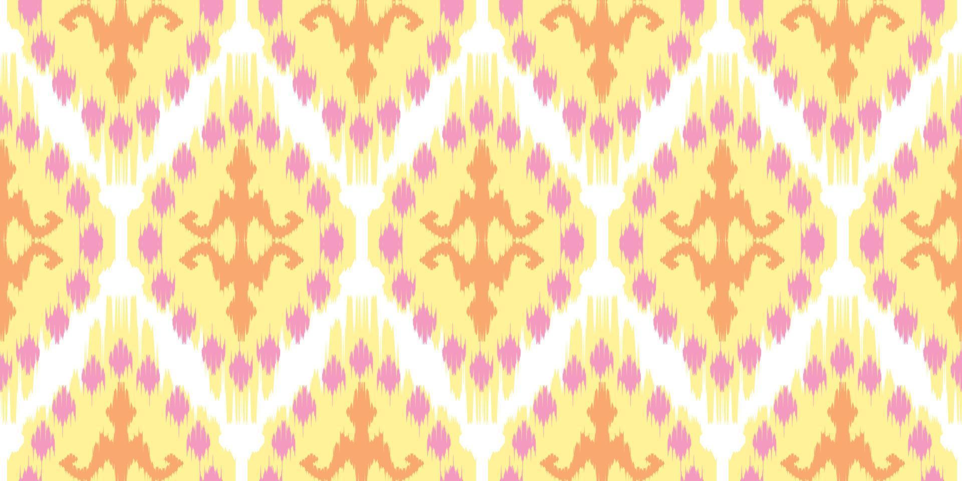 hermoso arte abstracto étnico ikat. el patrón amarillo transparente en estilos tribales, bordados populares, mexicanos, peruanos, indios, asiáticos, marroquíes, turcos y uzbekos. Diseño para alfombras y papel tapiz. vector