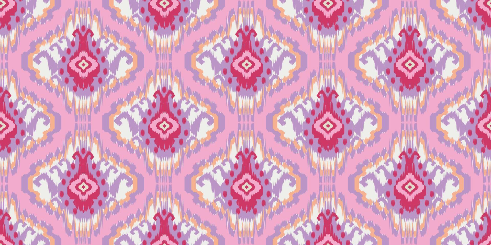 Motif ethnic damask beautiful Ikat art. Ethnic abstract pink ogee background art. folk embroidery, Peruvian, Indian, Asia, Moroccan, Turkey, and Uzbek style. Aztec geometric art ornament print. vector